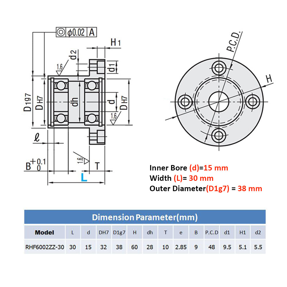 Flange Bearing Block No Need Design Easy to Install Fit for Machine Design