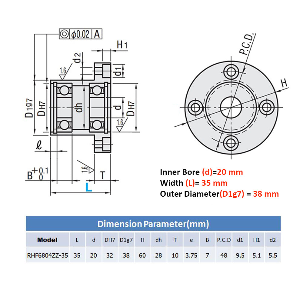 Flange Bearing Block No Need Design Easy to Install Fit for Machine Design