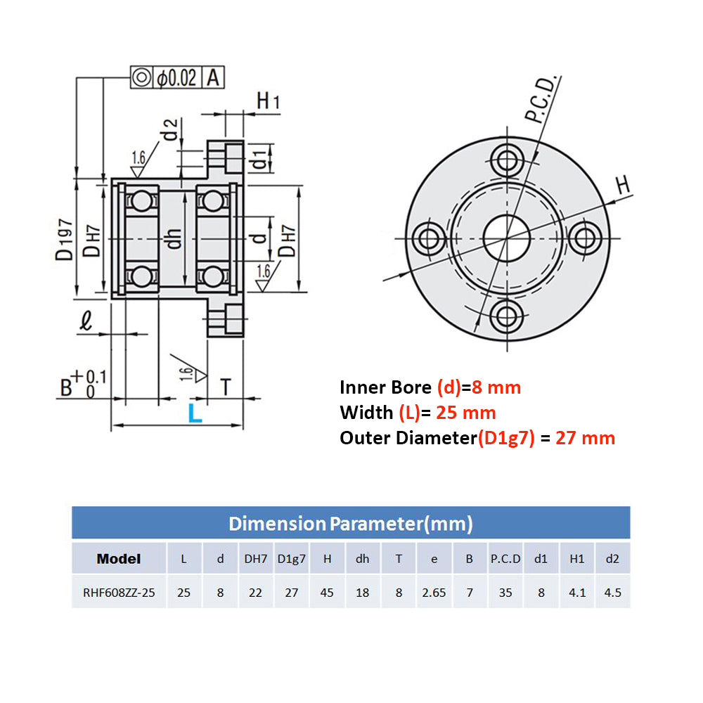 Flange Bearing Block No Need Design Easy to Install Fit for Machine Design