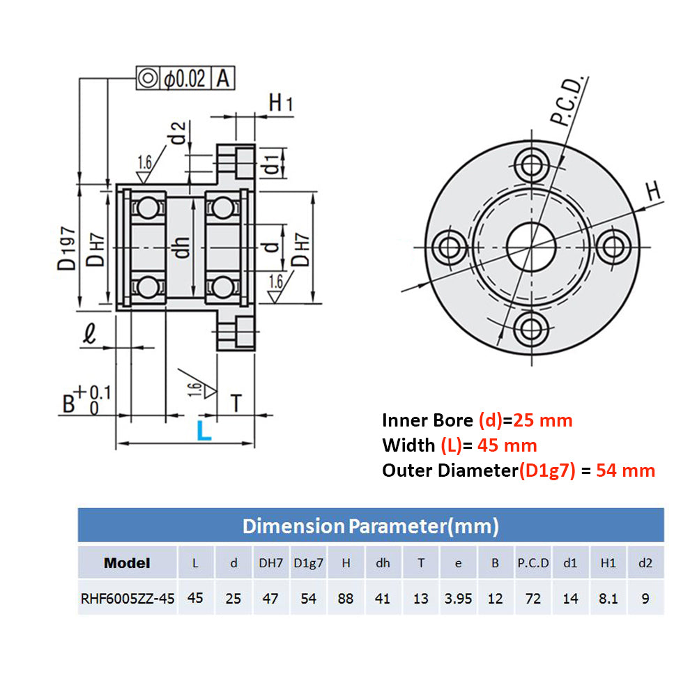 Flange Bearing Block No Need Design Easy to Install Fit for Machine Design