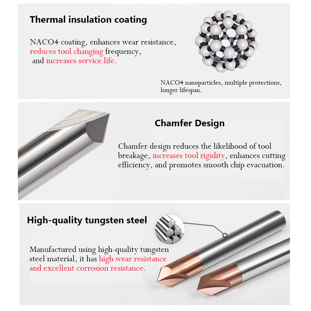 The milling cutter is made of high-quality tungsten steel material, which is highly wear-resistant and has good corrosion resistance.