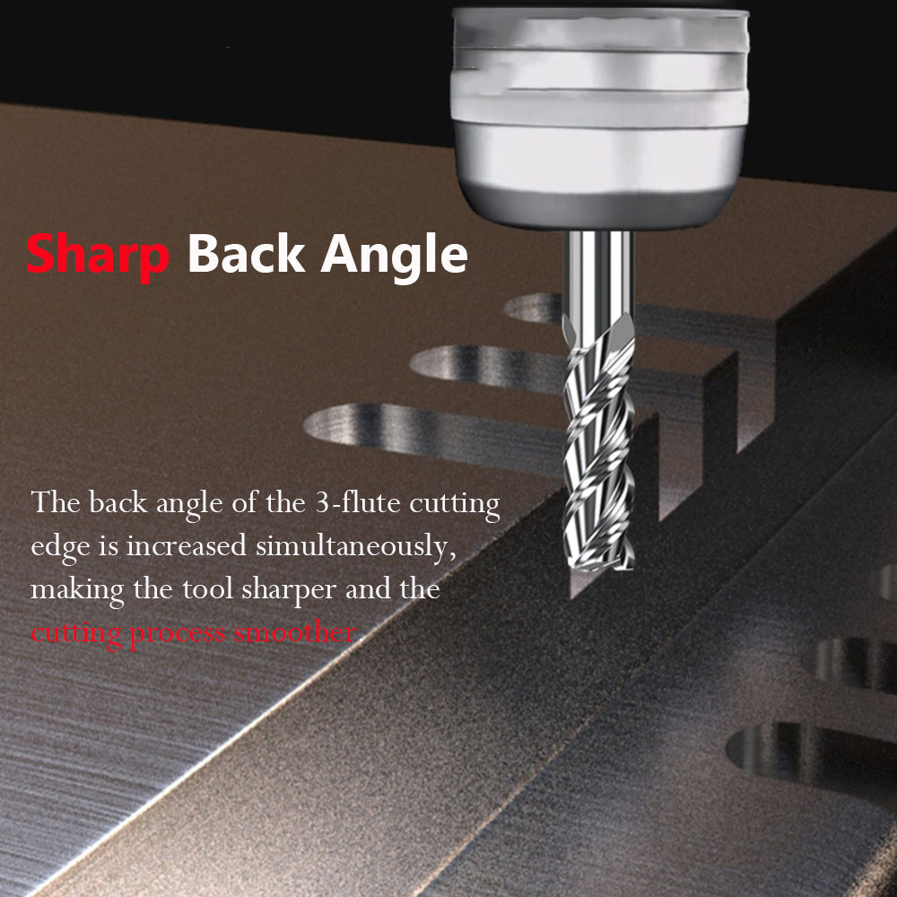 The back angle of the 3-flute cutting edge is increased simultaneously, making the tool sharper and the cutting process smoother.