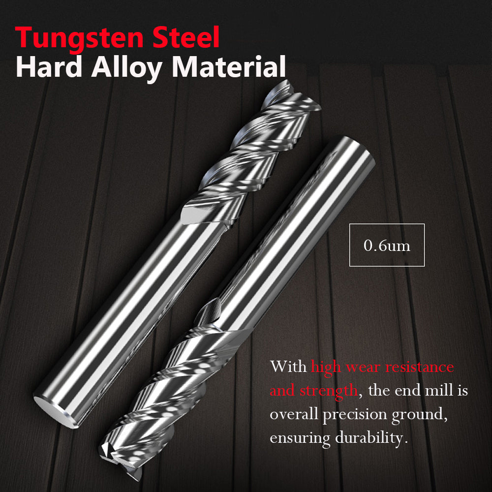 Tungsten Carbide Hard Alloy Material With high wear resistance and strength, the end mill is overall precision ground, ensuring durability.