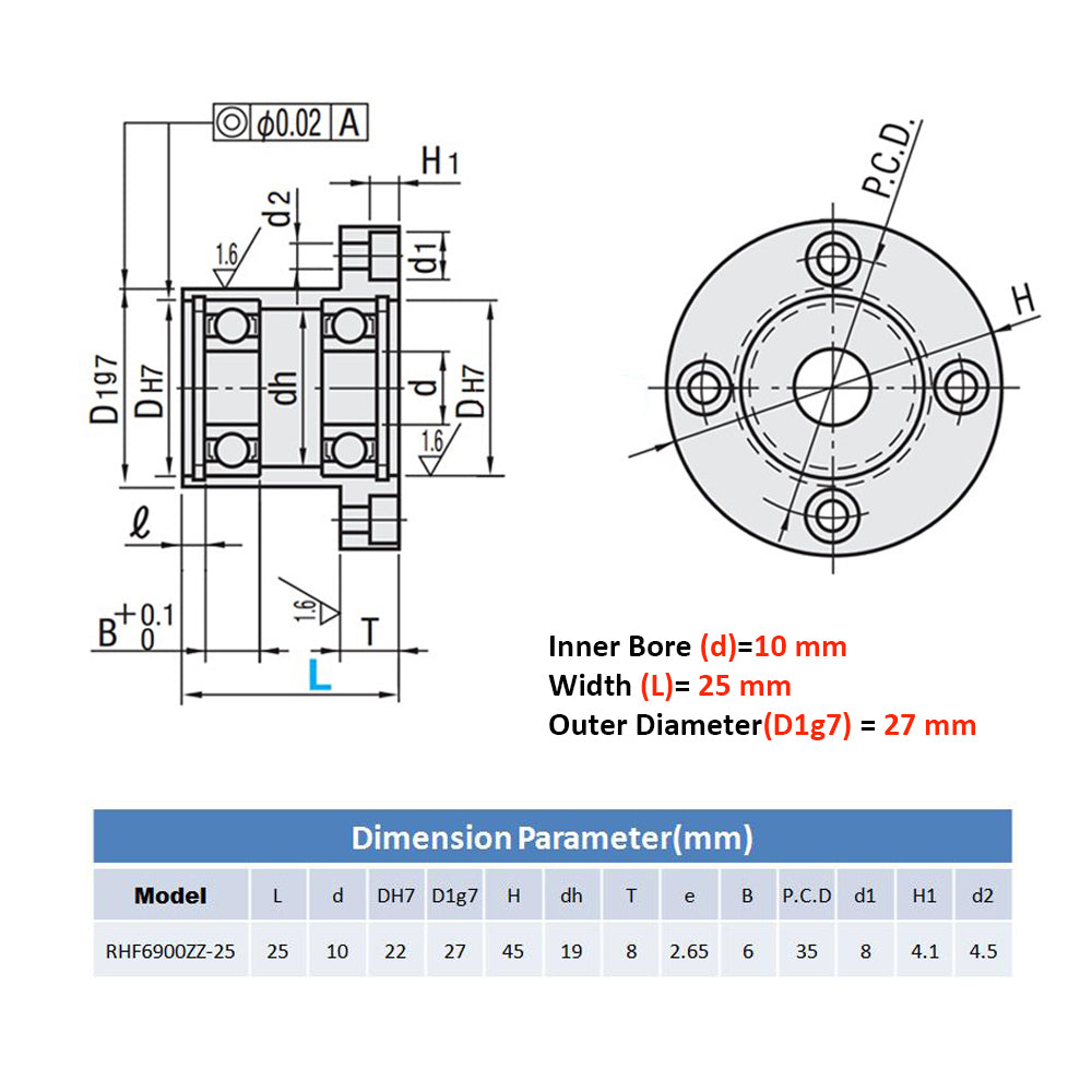 Flange Bearing Block No Need Design Easy to Install Fit for Machine Design