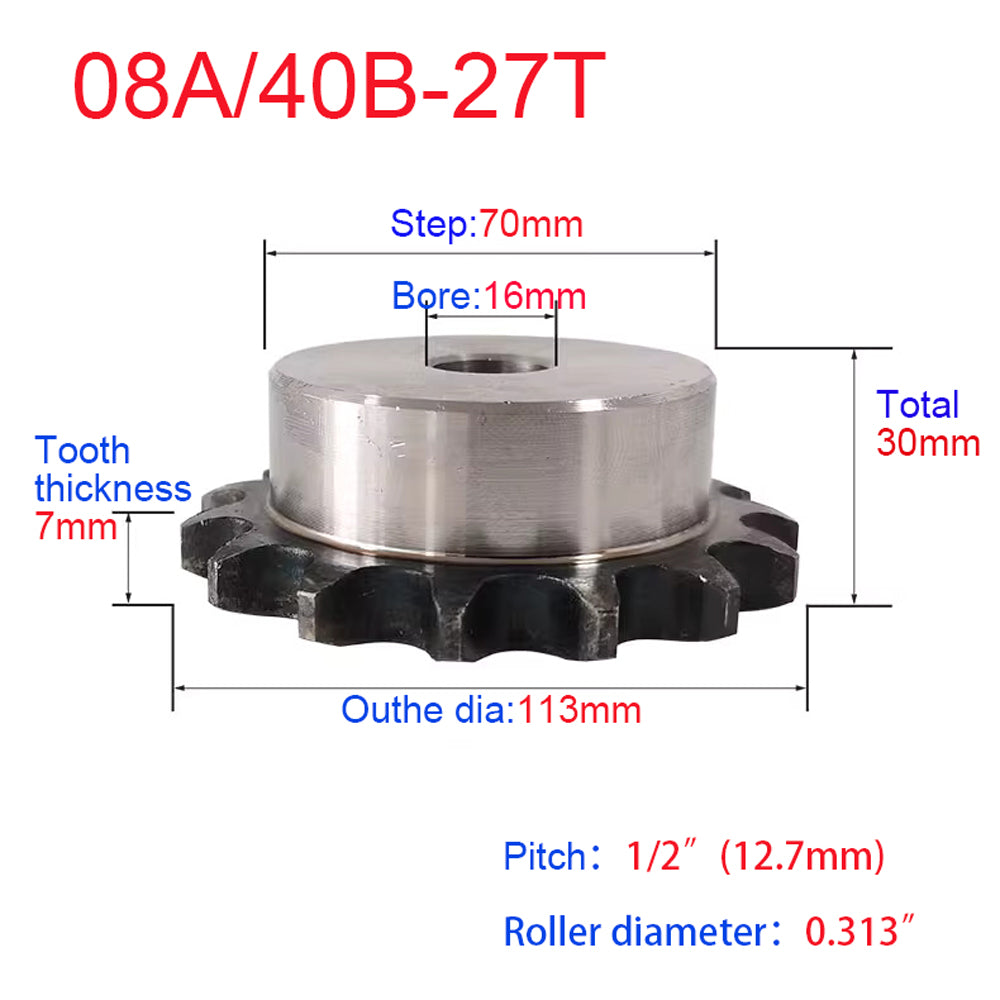 #40 Chain Drive Sprocket Wheel 12-40T Bore 10-16mm Pitch 1/2" 12.7mm For 08A Chain