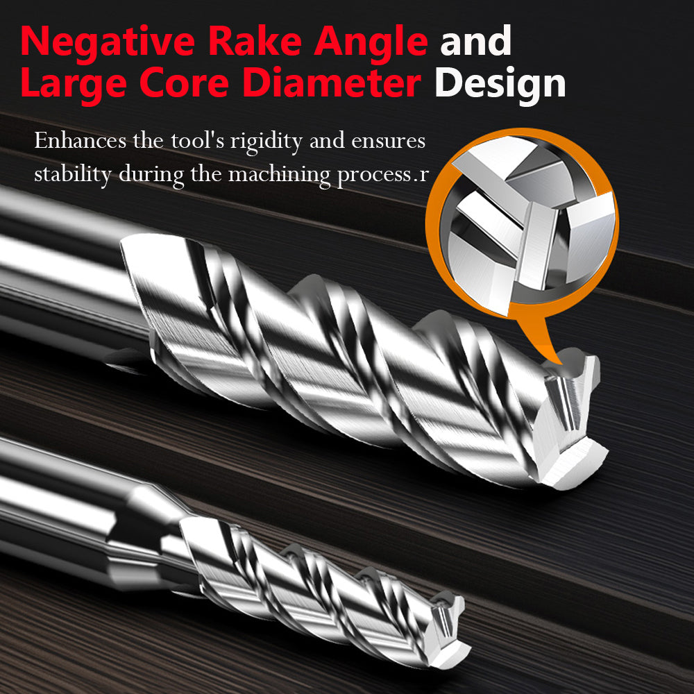 Negative Rake Angle and Large Core Diameter Design Enhances the tool's rigidity and ensures stability during the machining process.r