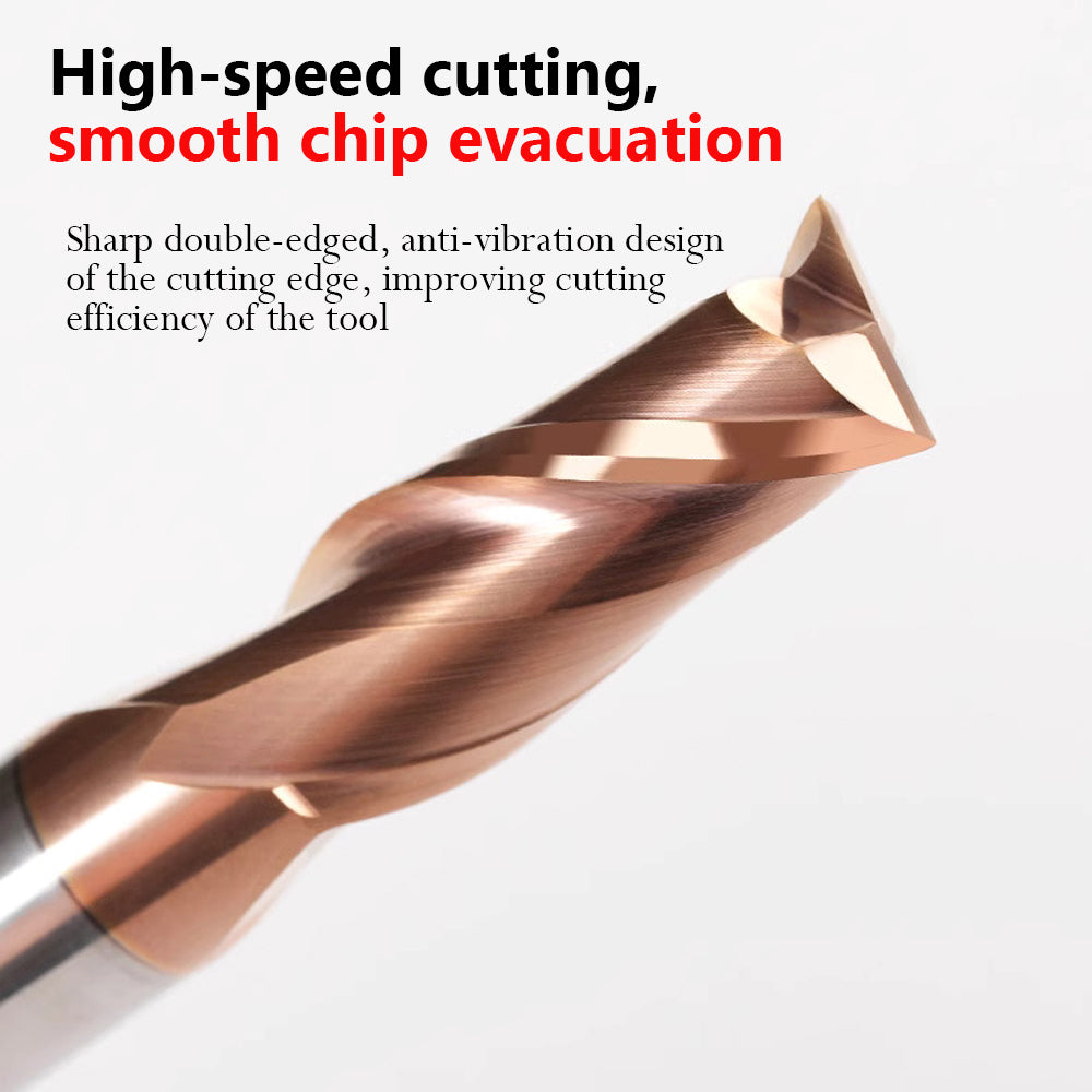 High-speed cutting, smooth chip evacuation Sharp double-edged, anti-vibration design of the cutting edge, improving cutting efficiency of the tool