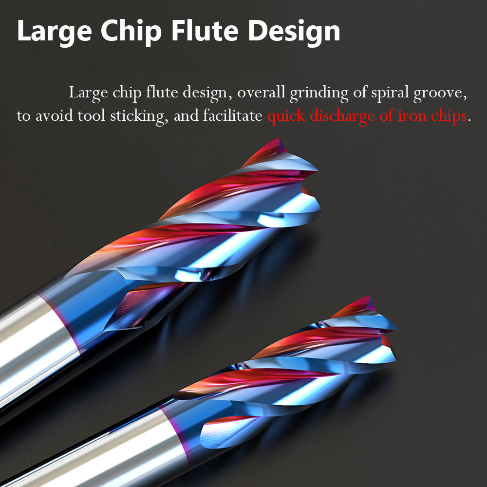 Large chip flute design, overall grinding of spiral groove, to avoid tool sticking, and facilitate quick discharge of iron chips.