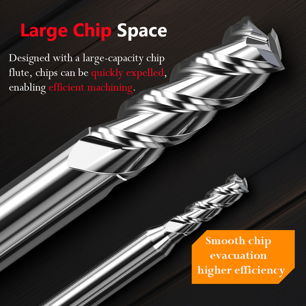 Designed with a large-capacity chip flute, chips can be quickly expelled, enabling efficient machining.