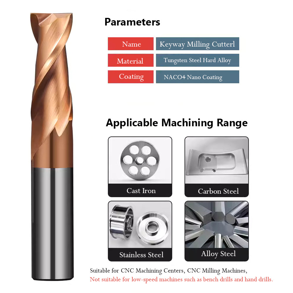 Machine Tool Compatibility: Suitable for CNC Machining Centers, CNC Milling Machines, Not suitable for low-speed machines such as bench drills and hand drills.