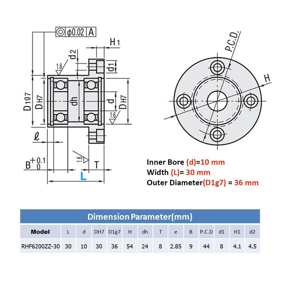 Flange Bearing Block No Need Design Easy to Install Fit for Machine Design