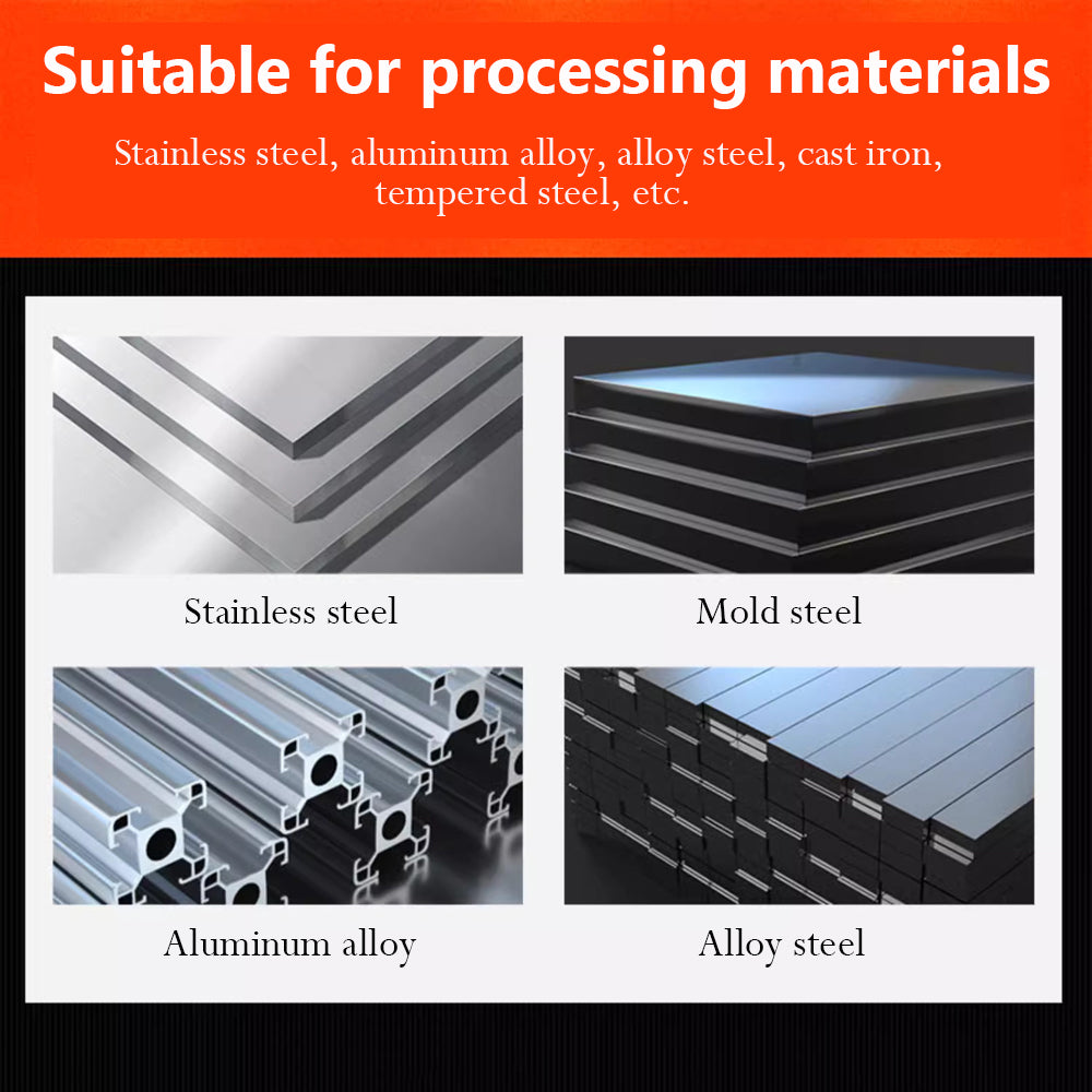 Suitable for processing materials: Stainless steel, aluminum alloy, alloy steel, cast iron, tempered steel, etc.