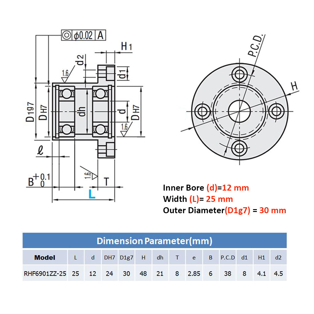 Flange Bearing Block No Need Design Easy to Install Fit for Machine Design