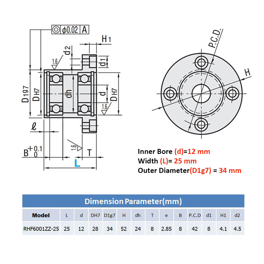 Flange Bearing Block No Need Design Easy to Install Fit for Machine Design