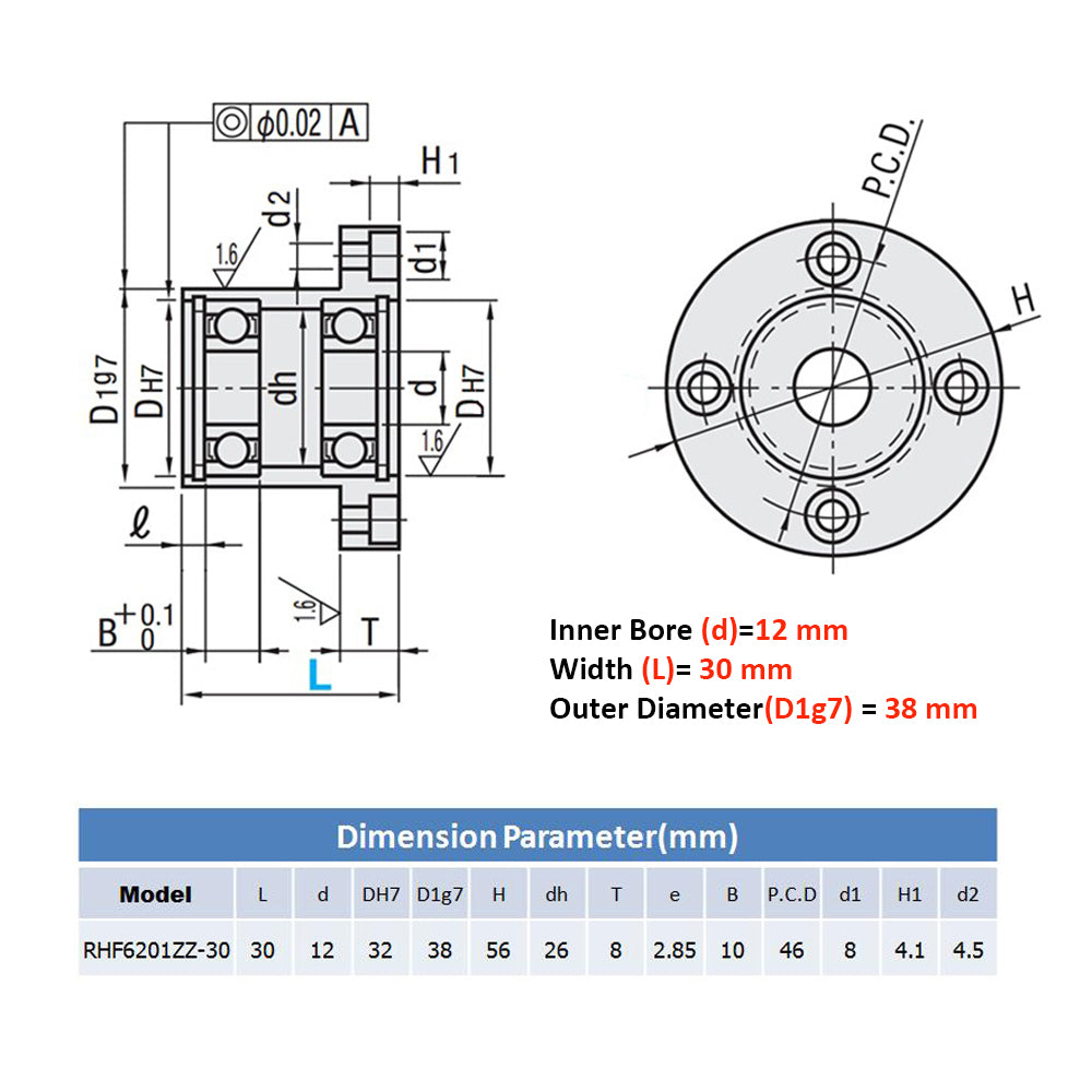 Flange Bearing Block No Need Design Easy to Install Fit for Machine Design