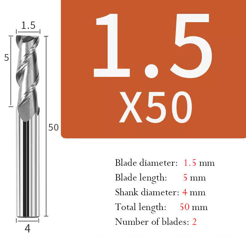 Tungsten Steel 2 Edge End Mill Milling Cutter Hard Alloy CNC Keyway End Mill for Aluminum