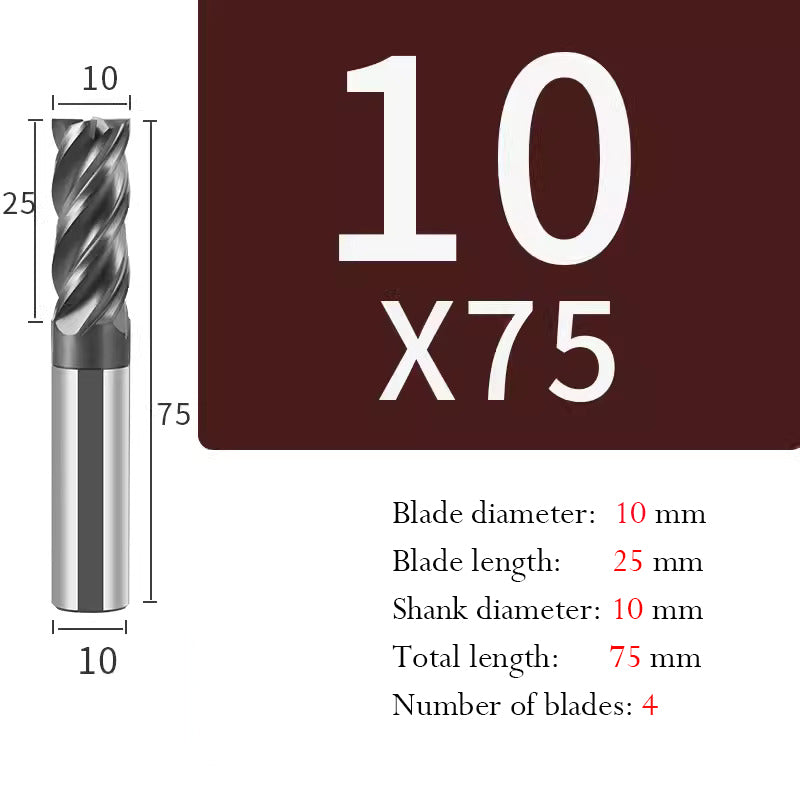 Tungsten Steel Milling Cutter Flat bottom 4 blade Milling Cutter for Processing of Titanium Alloy