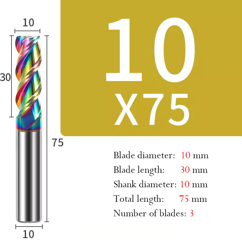 Cutting Aluminum Alloy End Mill 3 Flute Color Coating Tungsten Carbide Hard Alloy Milling Cutter