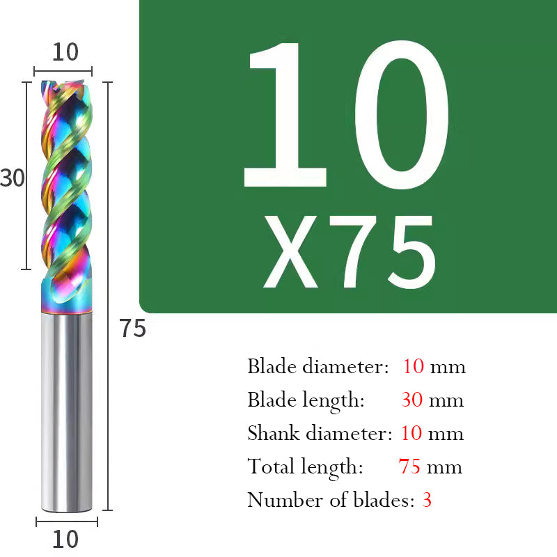 Milling Cutter 3 Edge Color U Slot Coated Carbide Aluminum Alloy Special End Milling Cutter