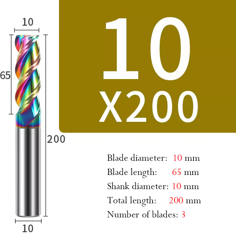 Cutting Aluminum Alloy End Mill 3 Flute Color Coating Tungsten Carbide Hard Alloy Milling Cutter