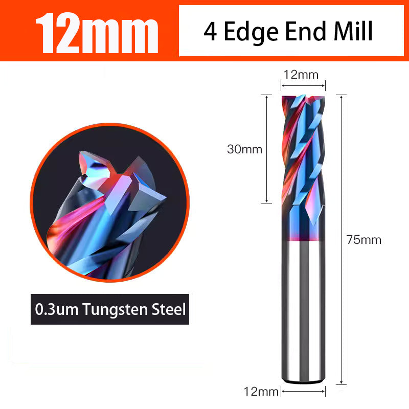 Nano Coated Carbide Tungsten Steel Milling Cutter with 4 Edges used for CNC Milling