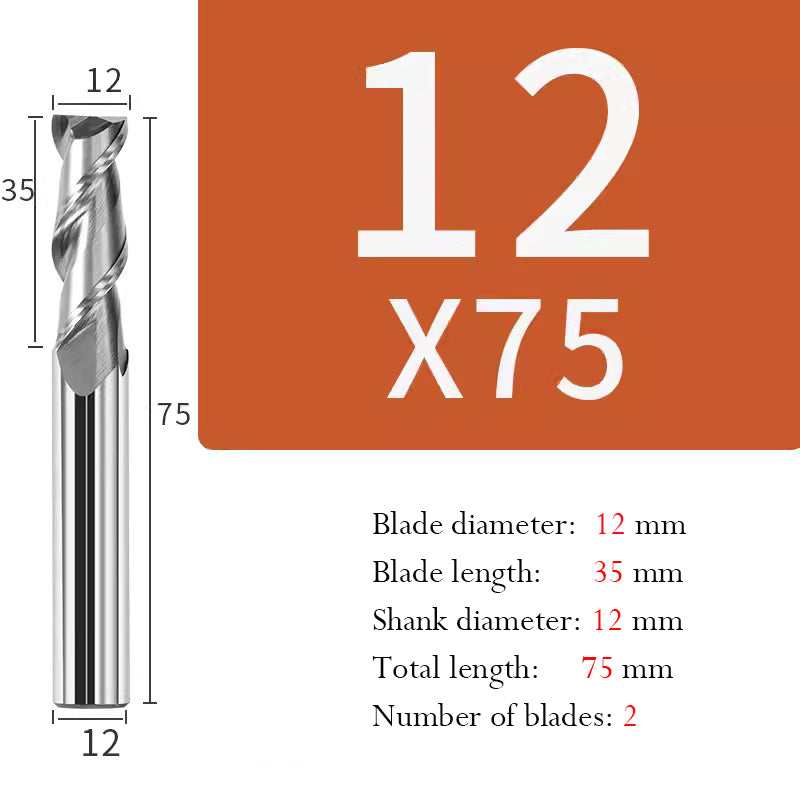 Tungsten Steel 2 Edge End Mill Milling Cutter Hard Alloy CNC Keyway End Mill for Aluminum