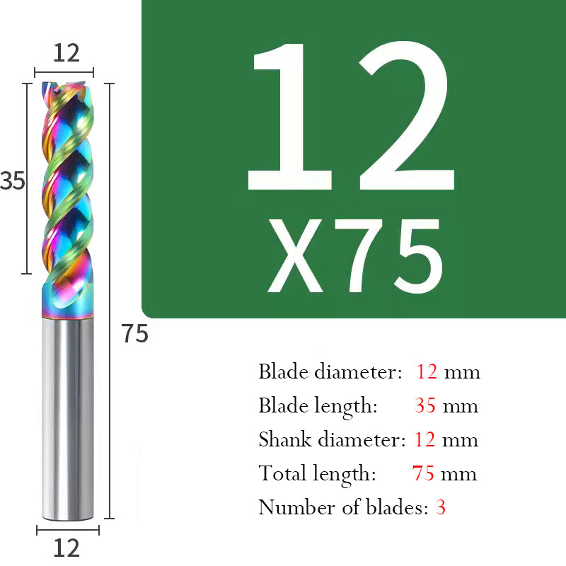 Milling Cutter 3 Edge Color U Slot Coated Carbide Aluminum Alloy Special End Milling Cutter