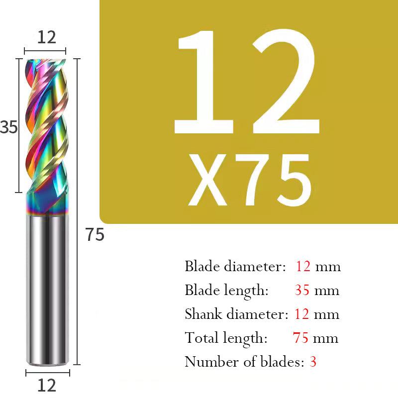 Cutting Aluminum Alloy End Mill 3 Flute Color Coating Tungsten Carbide Hard Alloy Milling Cutter