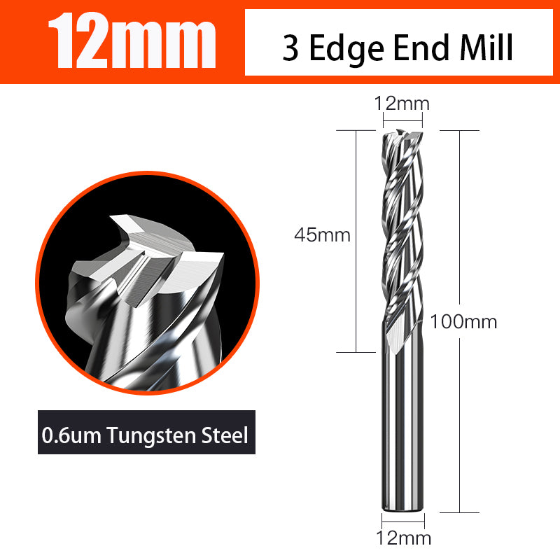 Cutting Aluminum Alloy End Mill 3 Flute Tungsten Carbide Hard Alloy Milling Cutter