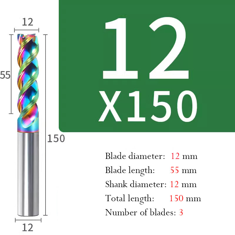 Milling Cutter 3 Edge Color U Slot Coated Carbide Aluminum Alloy Special End Milling Cutter