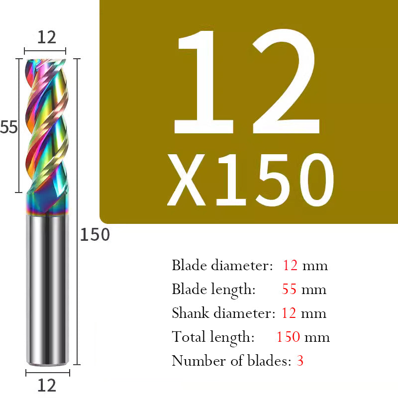 Cutting Aluminum Alloy End Mill 3 Flute Color Coating Tungsten Carbide Hard Alloy Milling Cutter