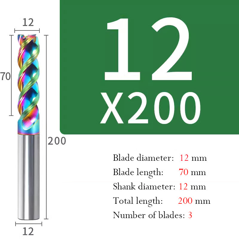 Milling Cutter 3 Edge Color U Slot Coated Carbide Aluminum Alloy Special End Milling Cutter