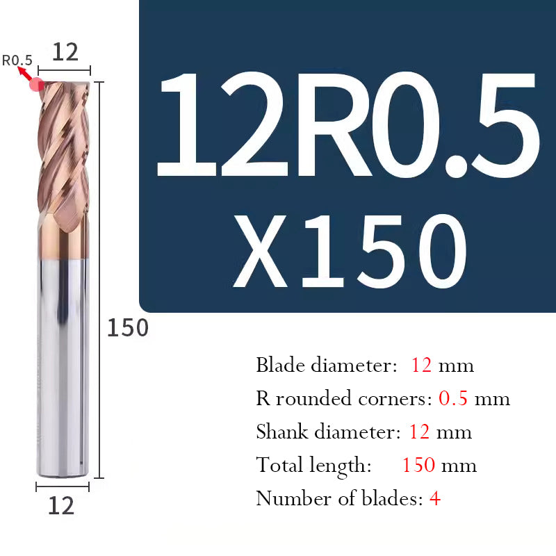 Universal Tungsten Steel 4 Edge Circular Nose Milling Cutter Carbide Coated R Milling Cutter