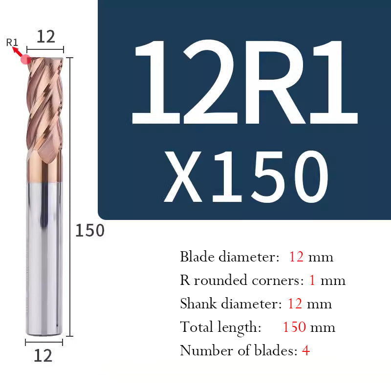 Universal Tungsten Steel 4 Edge Circular Nose Milling Cutter Carbide Coated R Milling Cutter