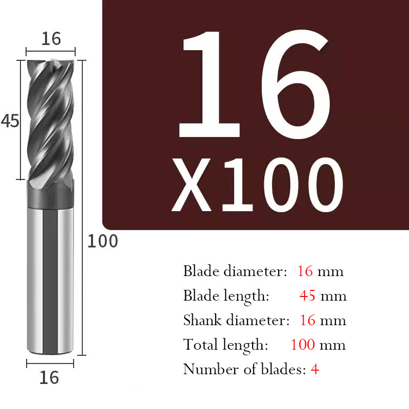 Tungsten Steel Milling Cutter Flat bottom 4 blade Milling Cutter for Processing of Titanium Alloy