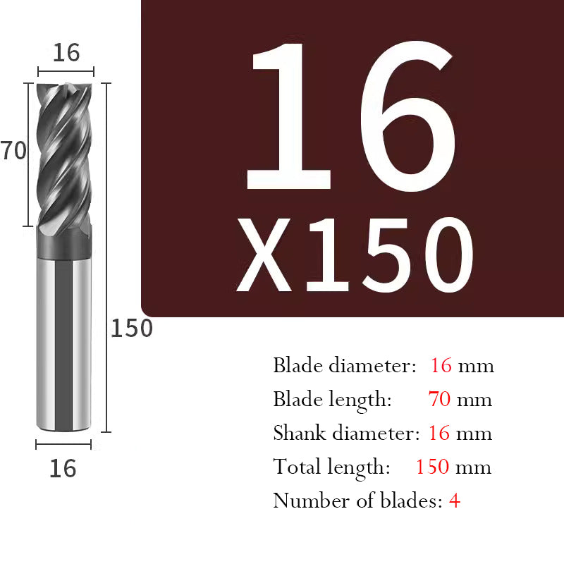 Tungsten Steel Milling Cutter Flat bottom 4 blade Milling Cutter for Processing of Titanium Alloy