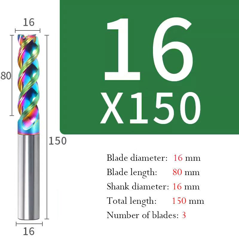 Milling Cutter 3 Edge Color U Slot Coated Carbide Aluminum Alloy Special End Milling Cutter