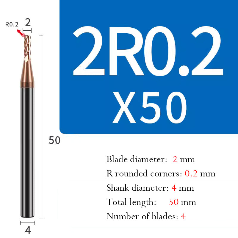 Universal Tungsten Steel 4 Edge Circular Nose Milling Cutter Carbide Coated R Milling Cutter