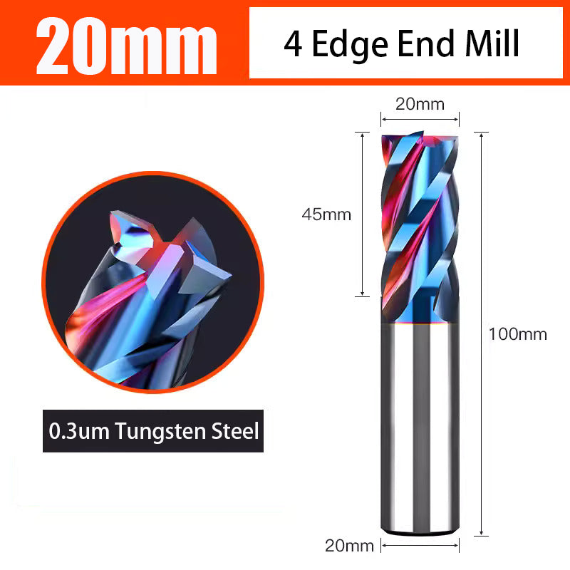 Nano Coated Carbide Tungsten Steel Milling Cutter with 4 Edges used for CNC Milling