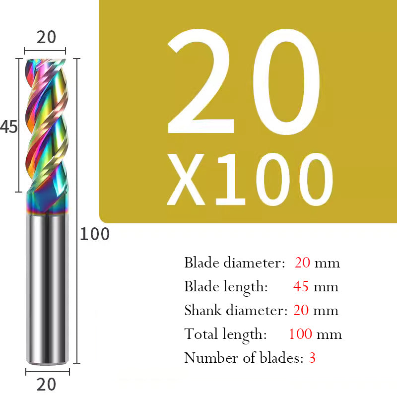 Cutting Aluminum Alloy End Mill 3 Flute Color Coating Tungsten Carbide Hard Alloy Milling Cutter