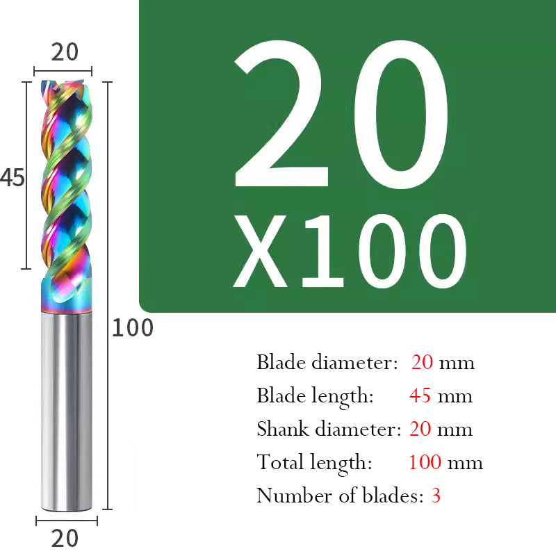 Milling Cutter 3 Edge Color U Slot Coated Carbide Aluminum Alloy Special End Milling Cutter