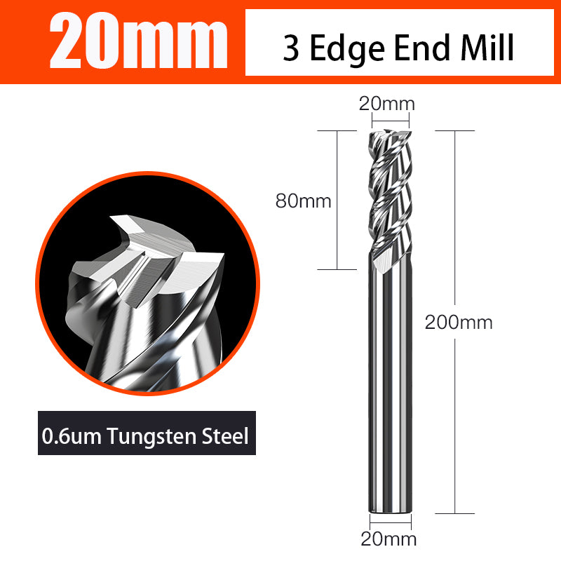 Cutting Aluminum Alloy End Mill 3 Flute Tungsten Carbide Hard Alloy Milling Cutter