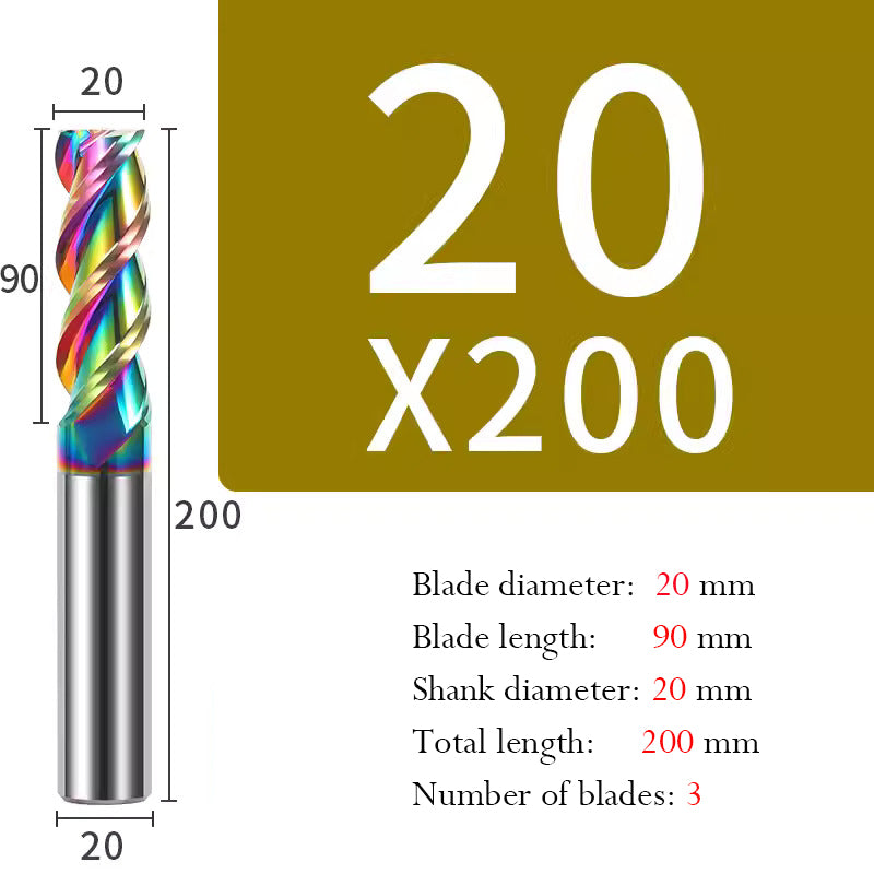 Cutting Aluminum Alloy End Mill 3 Flute Color Coating Tungsten Carbide Hard Alloy Milling Cutter