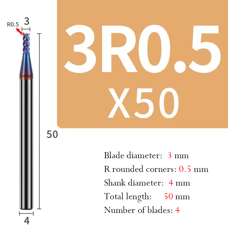 Cutting stainless steel Tungsten Steel Circular Nose End Mill Hard Alloy CNC Cutting Tool Milling Cutter