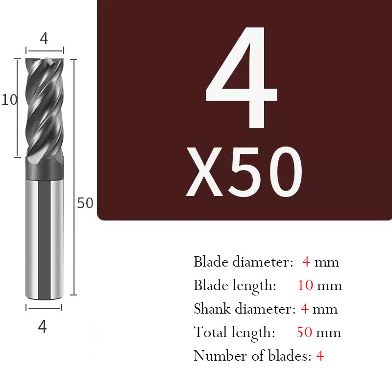 Tungsten Steel Milling Cutter Flat bottom 4 blade Milling Cutter for Processing of Titanium Alloy