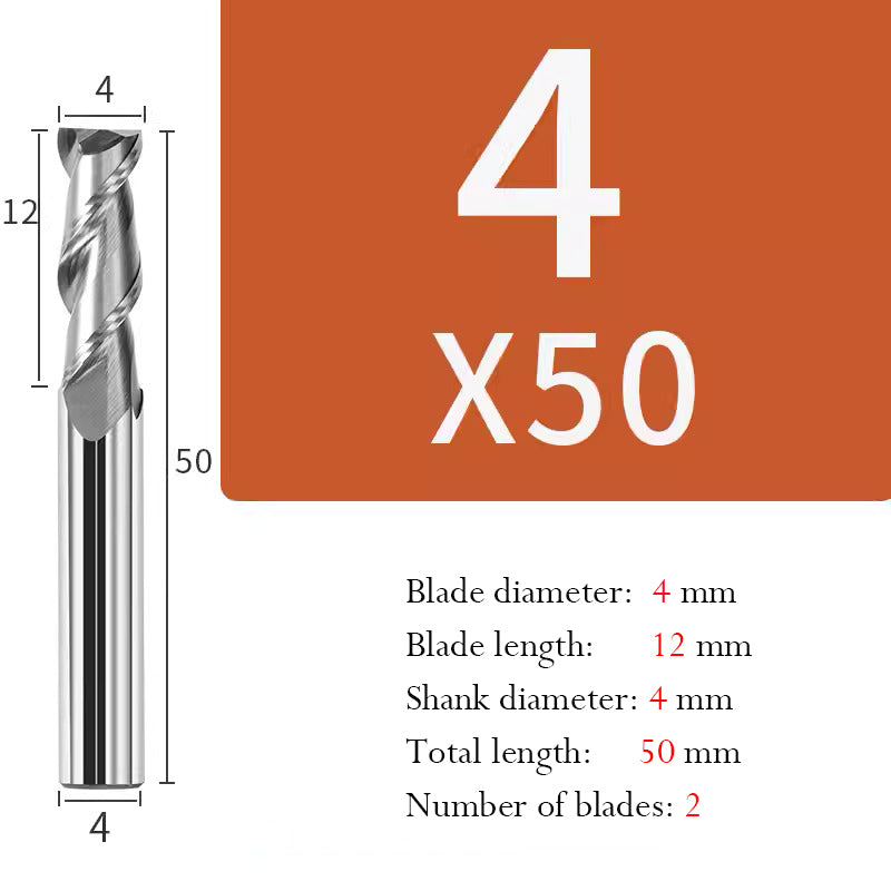 Tungsten Steel 2 Edge End Mill Milling Cutter Hard Alloy CNC Keyway End Mill for Aluminum