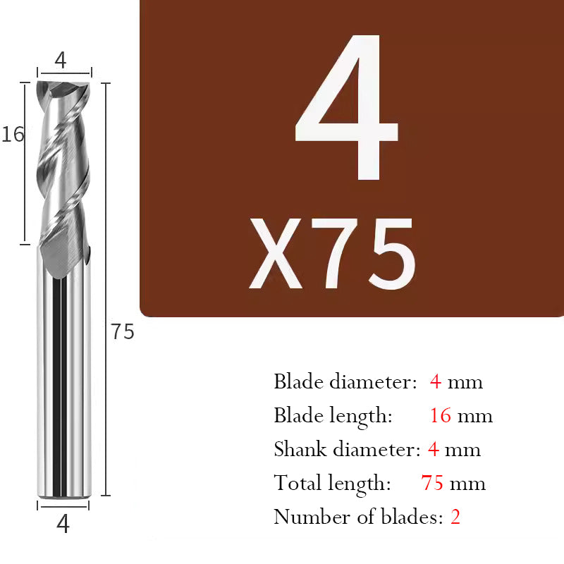 Tungsten Steel 2 Edge End Mill Milling Cutter Hard Alloy CNC Keyway End Mill for Aluminum