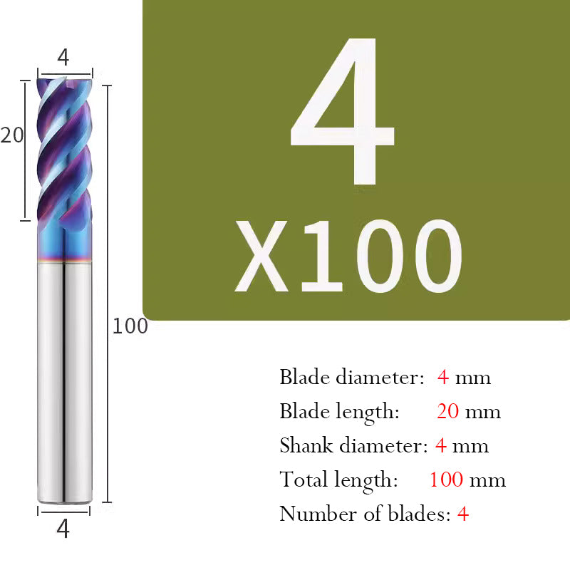 Cutting Stainless Steel Tungsten Steel End Mill Hard Alloy CNC Flat Bottom 4 Flutes Mill