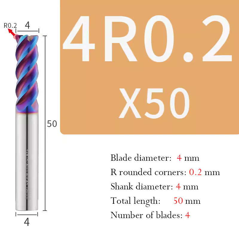 Cutting stainless steel Tungsten Steel Circular Nose End Mill Hard Alloy CNC Cutting Tool Milling Cutter