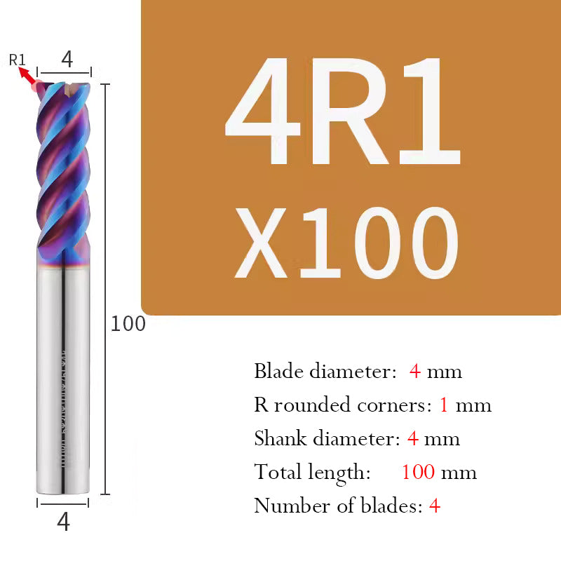 Cutting stainless steel Tungsten Steel Circular Nose End Mill Hard Alloy CNC Cutting Tool Milling Cutter